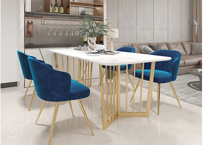 Stainless Steel Bottom Frame Modern Dining Table Marble