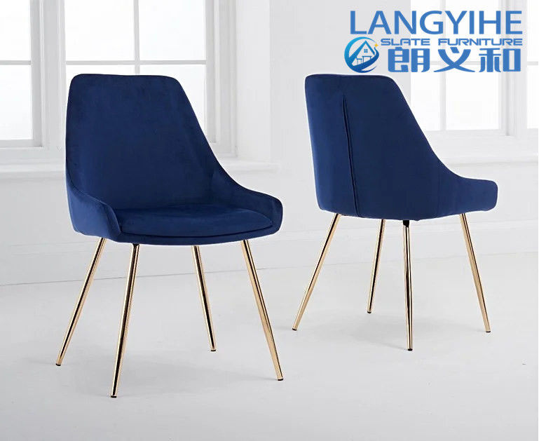 Iso 9001 120cm 고사리 우단 의자 파랑을 가진 둥근 대리석 효력 식탁
